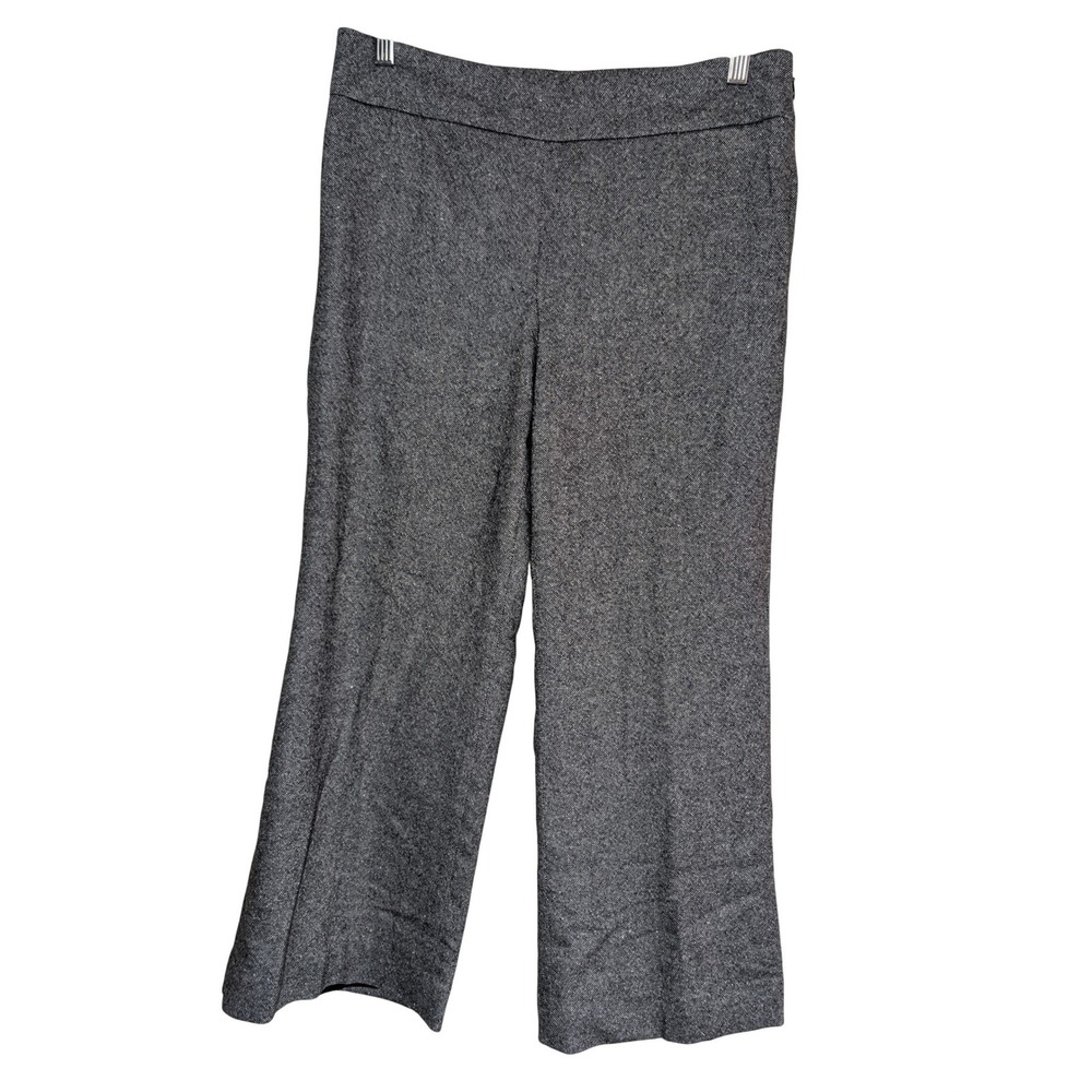 Talbots Petites Grey Wool Blend Tweed Classic Wide Leg Trousers Pants 8P